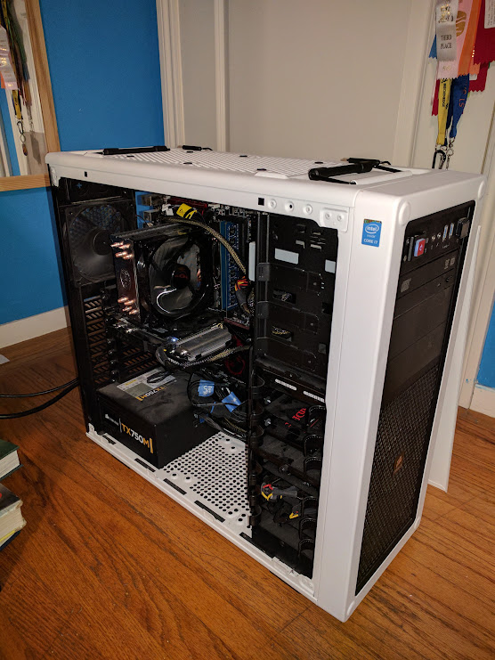 First self-built PC — white case, open side panel